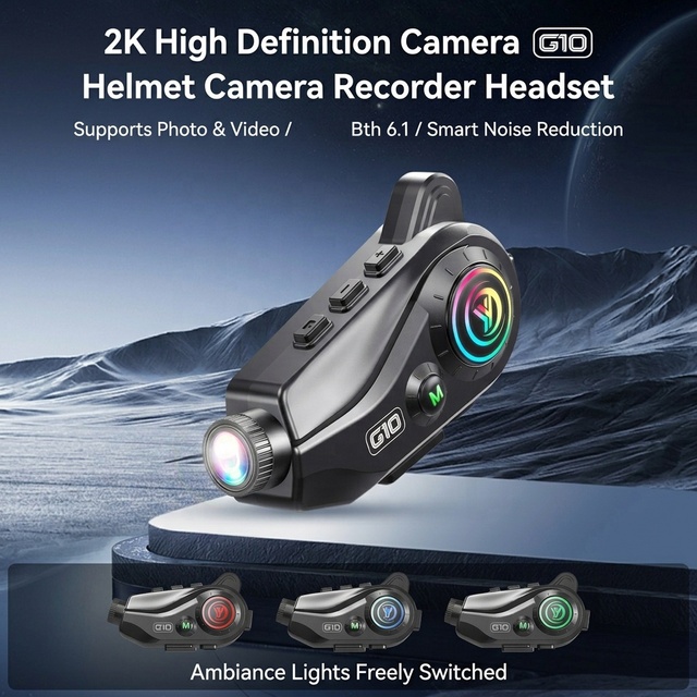 All-IN-One Motorcycle Helmet Headphones and Dash Cam Recorder for Outdoor Sports Video Recording