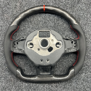 Volante <span class=keywords><strong>de</strong></span> fibra <span class=keywords><strong>de</strong></span> carbono <span class=keywords><strong>de</strong></span> medio cuero estilo deportivo para VW Volkswagen Golf 5 6 7 R MK5 <span class=keywords><strong>MK6</strong></span> MK7 MK7.5 Gti Polo Passat CC B8 B6 - Product Image 5