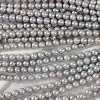Perles rondes en nacre d'eau douce naturelle grise AAA+ de 7 mm avec trou percé, brin pour la fabrication de bijoux, fournisseur en gros