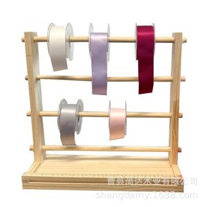 Estante giratorio de madera para cintas y satén, ideal para pastelerías, estante giratorio de madera maciza para cintas y telas, estante para hilos. - Product Image 1