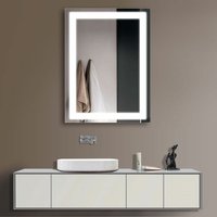 Miroir rectangulaire LED de salle de bains, éclairage mural Anti-buée avec variateur tactile à mémoire de forme, 1 pièce