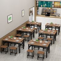 Table à manger commerciale de style moderne Ensemble de chaises à motif carré pour restaurants Cantines Boutiques de nouilles Snack Bars Stands de nourriture Café