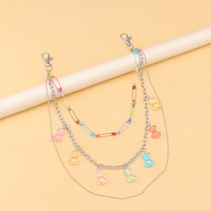 เข็มขัดโซ่คาดเอวรูปหมีหลากสี ยี่ห้อ Yueli ทำจากโลหะผสมสังกะสี มีหลายห่วง เหมาะสำหรับใส่ทุกวัน แฟชั่นเครื่องประดับร่างกาย - Product Image 3