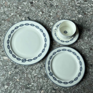 Juego de Platos de Porcelana Ecológica para Comedor, Estilo Nórdico de Lujo, 4 Piezas, Blanco y Azul, Oferta Especial, Regalos en Caja, Estilo Rústico - Product Image 1