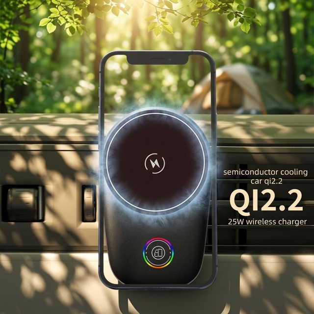Professional .2 25W Magnetic Phone Holder with Wireless Charging Built-in Semiconductor Cooling OEM Custom LOGO