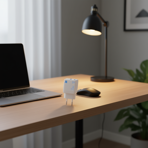 Cargador Rápido y Seguro Dual NCC CD-0402 EU 35W GaN USB + TYPE-C con Pantalla Digital Multifunción Blanco - Product Image 3