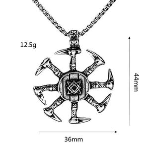 yunnique Men's Stainless Steel Viking <b>Cross</b> Pendant Necklace Geometric Design Asymmetry Gift Jewelry - Product Image 5