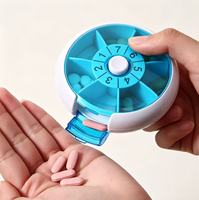 Boîte de rangement pour médicaments circulaire avec 7 compartiments, boîte à médicaments rotative, mini-boîte de classification portable, boîte à médicaments en plastique