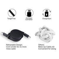 Kabel USB C dapat ditarik, kabel Data pengisian cepat Pd Logo kustom 3,3 kaki Tipe C 3A 60W untuk pencetak terbuat dari tembaga murni
