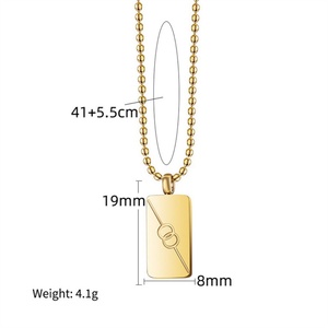 Fashion Jewelry Women's <b>Necklace</b> Custom Stainless Steel Zircon Pendant Blank Engraved Geometric Square Letter Casual/Sporty - Product Image 6