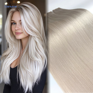 Extensiones de Cabello Humano Genius Weft, Cabello Virgen Europeo con Cutícula Doble, Invisibles y Cómodas, Trama Sin Costuras, Color Plateado - Product Image 1