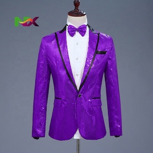 Erkek Takım Elbise Ceket Düğün Sahne Şarkıcı Kostümü (Papyon Dahil) Payet Tek Düğmeli Elbise Blazer 2022 Yeni Gece Kulübü Balo - Product Image 5