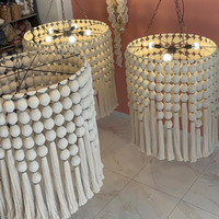 Décoration murale bohème tissée à la main avec longues pampilles, suspension lumineuse sphérique en macramé pour restaurant et salon