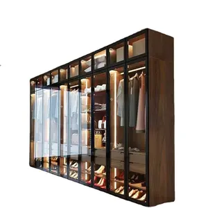 GuangzhouMeloni Fábrica Direto Fornecedor Durável Design Moderno Armário Porta De Vidro Guarda-roupa