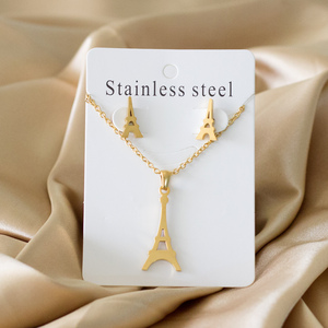 الجملة مخصص قلادة طقم أقراط الفولاذ المقاوم للصدأ 18k الذهب/الفضة مطلي الأطفال طقم مجوهرات - Product Image 3