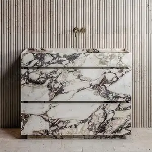 Móveis de madeira maciça de mármore de pedra natural para banheiro, armários de vaidade, banheiro moderno com preço de design