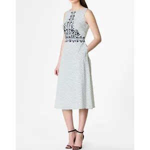 Женское кружевное платье средней длины, элегантное платье без рукавов с вышивкой, новинка 2022