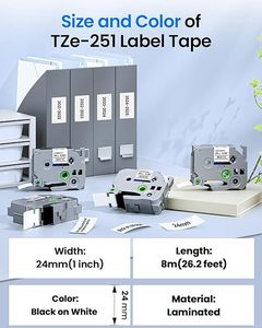 Cinta Blanca Laminada TZe-251 de 24 mm y 0.94 mm de Ancho, Repuesto para Impresora de Etiquetas <span class=keywords><strong>Brother</strong></span> - Product Image 2