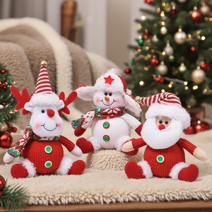 <b>Christmas</b> Ornaments Cartoon Santa Claus Snowman Plush Doll Hanging Decor for Xmas Tree Decorations Home Party Festive Gift <b>Set</b> - Product Image 3