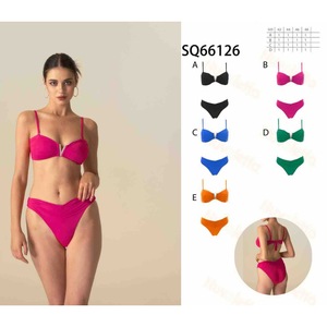 Costume da bagno bikini taglie forti HDJ con reggiseno push-up e slip a vita alta contenitivo, da donna, taglie 42 44 46 48, colori A B C D - Product Image 1