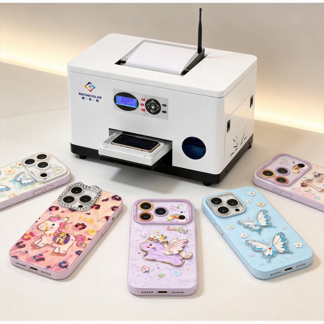 Refinecolor Scan Code to Print UV Drucker Uv Flatbed Phone Case Printer Wi-Fi Phone Case UV Printing Machine for Mobile Covers