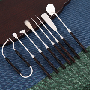 Juego de siete piezas de cobre puro, mejorado y engrosado, set para ceremonia del incienso, herramienta para sellar incienso, cuchara, pala para ceniza, fabricación de sellos - Product Image 1