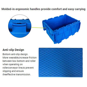 Cassa mobile in plastica con coperchio attaccato contenitore per il trasporto di stoccaggio impilabile eco-friendly scatola per il Trunover - Product Image 4