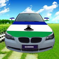 Promotion personnalisé haute qualité élastique polyester durable capot de voiture couverture drapeau personnalisé Lesotho capot de voiture couverture drapeau miroir couverture drapeau