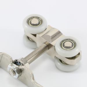<span class=keywords><strong>Chariot</strong></span> suspendu à double roue en acier, <span class=keywords><strong>rail</strong></span> coulissant argenté, quatre roulettes, <span class=keywords><strong>rail</strong></span> de <span class=keywords><strong>porte</strong></span> de grange suspendu - Product Image 5