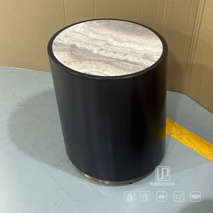 Updecors Unique Shaped Cylinder Coffee <b>Table</b> Italian Marble Top <b>Side</b> <b>Table</b> Deluxe Living Room <b>Round</b> <b>Side</b> <b>Table</b> Shaped Cylinder C - Product Image 3