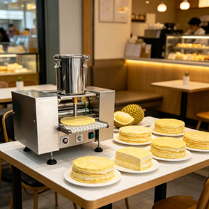 เครื่องทำเค้กมิลเล่เครปอัตโนมัติ เครื่องทำแพน<span class=keywords><strong>เค้ก</strong></span>ไฟฟ้า อุปกรณ์ทำเครปสำหรับธุรกิจจัดเลี้ยง - Product Image 1