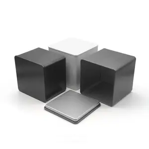 Prix de gros boîtes d'emballage en métal noir mat peut pour bougie 200ml récipient carré en aluminium pot boîte avec couvercle