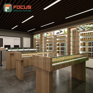 Heavy Duty Smoke Shop Display Cabinet Wood Glass Showcase Counter LED <b>Lighting</b> Tobacco Display Cabinet - Product Image 3