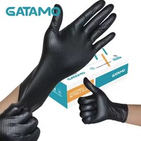 BG29 Diamond grip 8 mil ménage 1000 pvc examen sans nitrile nitrile vinyle mélange gants noirs jetables nitrile gants