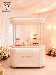 รถเข็นขนมตกแต่งงานแต่งงาน รถเข็นบาร์เคลื่อนที่พร้อมไฟ รถเข็นงานวันเกิดแบบกำหนดเองได้ - Product Image 1