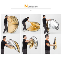 KAMPHO Réflecteur de lumière à disque portable pliable 2 en 1 avec sac pour studio et photographie-Or, argent