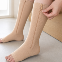 Chaussettes de compression en gros avec fermeture éclair, chaussettes de soutien à bout ouvert pour programmes unisexes en extérieur et en vente au détail |   Chaussettes de compression