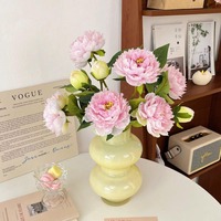 Bunga Peony Sutra 3 Kepala Berkualitas Tinggi, Tangkai Bunga Artifisial Gaya Eropa, Peony Palsu Realistis untuk Dekorasi Pernikahan dan Rumah
