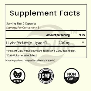 Cápsulas de L-lisina OEM ODM, Apoyan el Sistema Inmunológico, Antioxidante, Absorben Calcio, Mejoran la Energía, Veganas, Sin GMO, Sin Gluten - Product Image 2