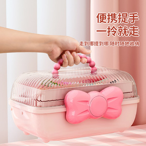 Childrens Hair Accessory Storage Box With Layers Transparent Lid Cute Cartoon Design For Desk Jewelry Organizer - Product Image 5