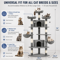 Arbre à chat multi-niveaux de 76 pouces, grand arbre à chat avec griffoir et condo pour 5 à 8 chats, arbre à chat moderne et haut