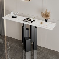 Table console de porche en métal pour hôtel, table d'entrée moderne pour salon, table de hall avec plateau en marbre