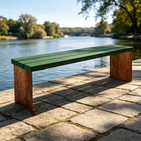 Ensemble banc et table de jardin élégant en métal gris foncé avec revêtement en poudre - Durable et résistant à l'eau