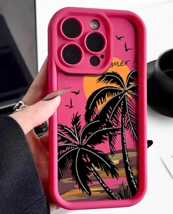 Hoàng hôn cây dừa mềm TPU trường hợp điện thoại cho Iphone 17 16 15 14 11 Pro Max XS XR 7 8 cộng với SE 2020 chống sốc kẹo màu Bìa - Product Image 4