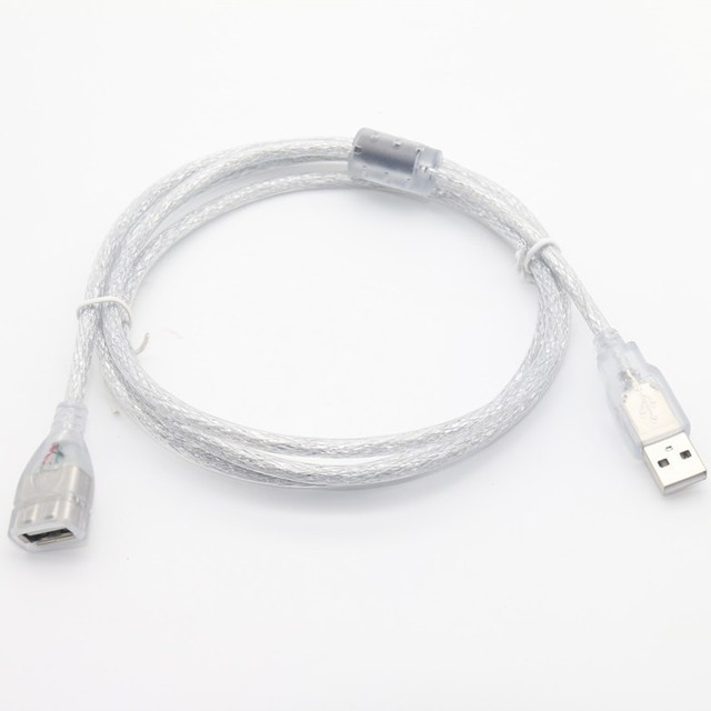 USB 2.0 Male-to-female Copper Transparent Extension Cable AMAF Molded Connectors for Flash Drive Mouse Keyboard Power Bank