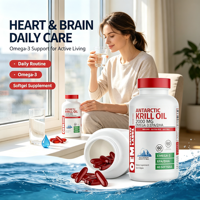 Huile de Krill 2000 mg en gélules molles avec EPA, DHA, Astaxanthine et Phospholipides pour le soutien de la santé cardiaque, cérébrale et articulaire