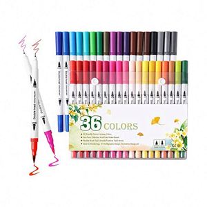 Rotuladores de Doble Punta para Acuarela, Marcadores Artísticos de Doble Cara, No Borrables, para Niños y Adultos, Libros para Colorear, Caligrafía y Dibujo - Product Image 1