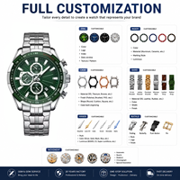 Montre chronographe à quartz Crrju 2305 pour homme, grand cadran, bracelet en acier inoxydable, date, lumineuse, sport, affaires, OEM ODM