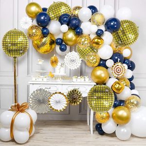 Ballons de fête disco années 70, 80, 90, ballons dorés pour fête disco, ballons métalliques ronds 4D de 22 pouces en Mylar - Product Image 5