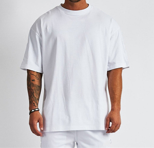 Camiseta de Algodón de Alta Calidad, Estilo Urbano, Oversize, Cuello Redondo, Manga Corta, Personalizable con Logotipo, para Hombre - Product Image 2